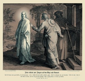 Jézus megjelenik két tanítványnak, Lukács evangéliuma alkotó: Julius Schnorr von Carolsfeld