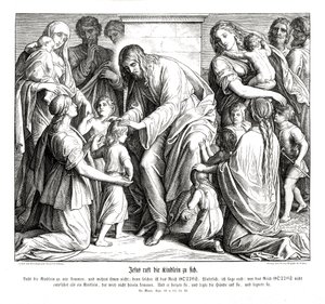 Jézus magához hívja a gyermekeket, Márk evangéliuma alkotó: Julius Schnorr von Carolsfeld