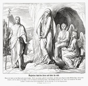 Mária Magdolna Jézus sírjánál, János evangéliuma alkotó: Julius Schnorr von Carolsfeld