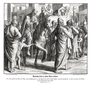 Márdokeust tiszteli a király, Eszter alkotó: Julius Schnorr von Carolsfeld