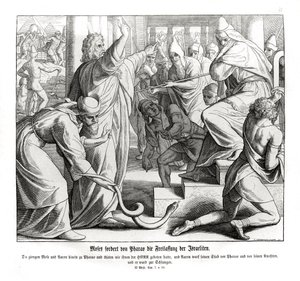 Mózes követeli az izraeliták felszabadítását, az Exodust alkotó: Julius Schnorr von Carolsfeld