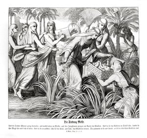 Mózest felfedezik a nádasban, Exodus alkotó: Julius Schnorr von Carolsfeld