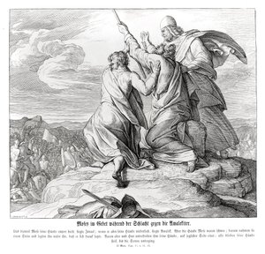 Mózes imádkozik az Amalekkel vívott csata során, Exodus alkotó: Julius Schnorr von Carolsfeld