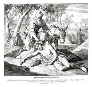 Példabeszéd az irgalmas szamaritánusról, Lukács evangéliuma alkotó: Julius Schnorr von Carolsfeld