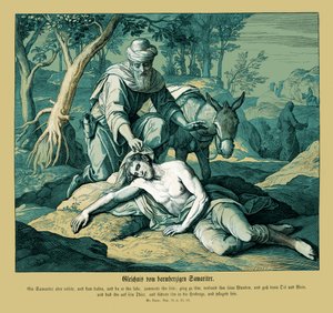 Példabeszéd az irgalmas szamaritánusról, Lukács evangéliuma alkotó: Julius Schnorr von Carolsfeld