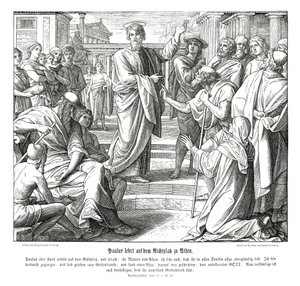 Pál prédikál Athénban, az Apostolok Cselekedetei alkotó: Julius Schnorr von Carolsfeld