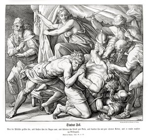 Sámson bukása, bírák alkotó: Julius Schnorr von Carolsfeld