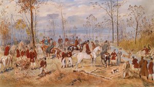 Vadászat. Julius von Blaas (1845-1922) munkája, akvarell, papír, 1890 körül. Osztrák művészet alkotó: Julius von Blaas