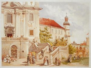 SS templom. Michael és Paulin, Krakkó, a „Krakkó város drágakövei” című művéből, 1899-ben (színes litho) alkotó: Juliusza and Tondosa Stanislawa Kossaka