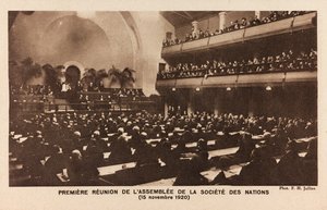 Album "Jack Bosio – Háborús kampány 1917-1920": Az Egyesült Nemzetek Szervezetének első ülése Genfben november 15. alkotó: Jullien F. H.