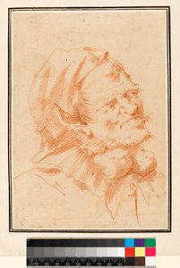 Groteszk fej, férfi golyvával (vörös kréta) alkotó: Jusepe de Ribera