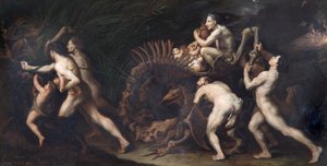 La Carcasse: Egy szörnyeteg csontvázára rajzolt boszorkány, 1620 előtt (olaj, réz) alkotó: Jusepe de Ribera