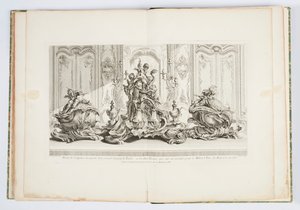 Projekt egy ezüst szoborhoz egy nagy asztal közepéről és a két terrineről... Millord Kinston (sic) számára kivitelezve 1735-ben (Kingstoni herceg 1735-ben a középső asztal és két türeén terve) 115. tábla Just-Aurele Meissonnier munkáiban alkotó: Juste Aurèle Meissonnier