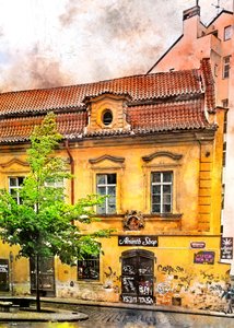 A történelmi abszintbolt épülete