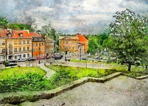 Kilátás a történelmi városi parkra alkotó: Justyna Jaszke