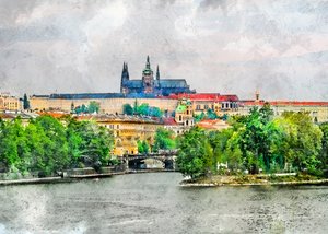 Történelmi kilátás a Prágai-folyóra alkotó: Justyna Jaszke