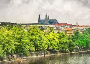 A prágai vár és a folyó alkotó: Justyna Jaszke