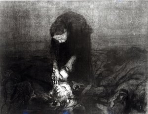 A csata után, a "Parasztfelkelés" sorozatból, 1907 (metszet, metszet és aquatinta) alkotó: Käthe Kollwitz