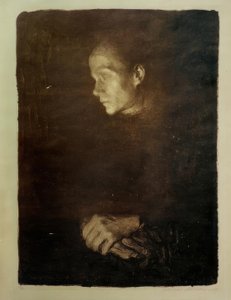 Munkás nő a profilban balra alkotó: Käthe Kollwitz