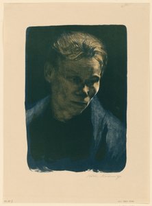 Kék kendős munkásnő mellképe (1. állapot) alkotó: Käthe Kollwitz