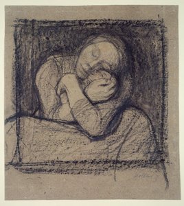 Guggoló anya, aki szorosan tartja gyermekét alkotó: Käthe Kollwitz