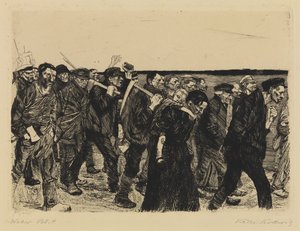 Takácsfelkelés – takácsvonat alkotó: Käthe Kollwitz