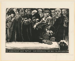 Karl Liebknecht emléklapja (3. és végleges változat, 6. állapot) alkotó: Käthe Kollwitz