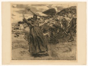 Kitörés (5. lap a „Parasztháború” sorozatból, 9. állapot) alkotó: Käthe Kollwitz