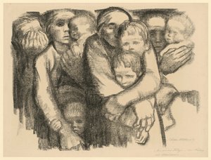 Anyák (A „Háború” 6. lapjának elvetett 2. változata, 1. állapot) alkotó: Käthe Kollwitz