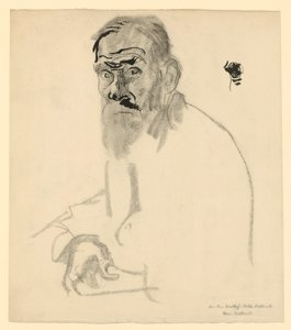 Szakállas ülő öregember portrétvázlata alkotó: Käthe Kollwitz