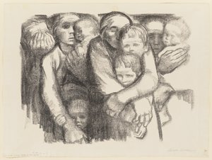 A „Háború” ciklus 6. lapjának elvetett második változata alkotó: Käthe Kollwitz