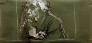 Önarckép balra, állon tett kézzel alkotó: Käthe Kollwitz