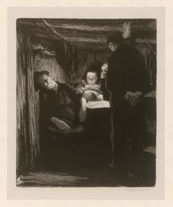 Halál („Egy takácsfelkelés” 2. lapja, 2. állapot) alkotó: Käthe Kollwitz
