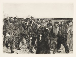 Weberzug (A szövők felvonulása) alkotó: Käthe Kollwitz