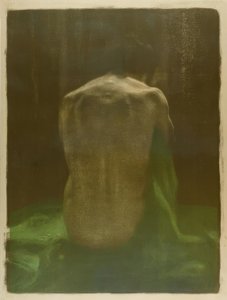 Női akt hátulról egy zöld ruhán alkotó: Käthe Kollwitz