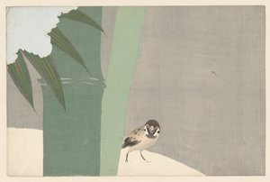 Bambusz a hóban, 1909 (fatömb nyomat) alkotó: Kamisaka Sekka