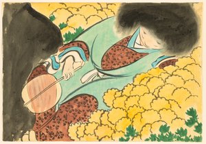 Száz világ virágai (Momoyogusa): Krizantém fiú (Kikujidō) alkotó: Kamisaka Sekka