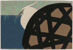 Száz világ virágai (Momoyogusa): Fehér gém (Shirosagi) alkotó: Kamisaka Sekka