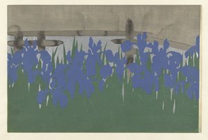 Íriszek, 1909 (fanyomat) alkotó: Kamisaka Sekka