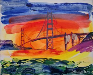Lenyűgöző naplemente a Golden Gate-nél