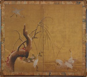 Herons and Old Willow, Edo-korszak, 17. század eleje. alkotó: Kano Sadanobu