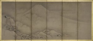 Mount Fuji és Matsubara Point, képernyők alkotó: Kano Tanyu
