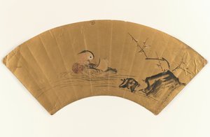 Mandarin kacsa és virágzó szilva (tinta és szín az aranylevélen) alkotó: Kano Yukinobu