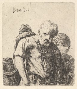 Szakállas férfi félhosszú alakban, a jobb lapocka fölé akasztott köteggel, oldala..., kb. 1641-78. alkotó: Karel Du Jardin