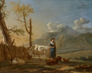 Tájkép pásztorlánnyal alkotó: Karel Dujardin