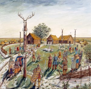 Danebury Hill Fort, ie 2. század, 1990-2010 alkotó: Karen Guffogg