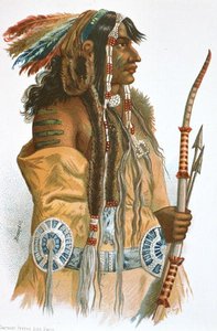 Egy mandán indián, 1833-34 körül (színes litó)