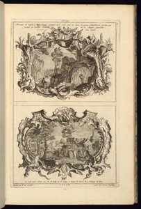 Nyomtatás, design két kartonhoz, 1745 alkotó: Karl Albert von Lespilliez