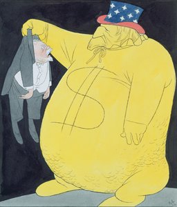 Samu bácsi mint egy zsák dollár Poincare-rel (akvarell, toll és tinta, papír)