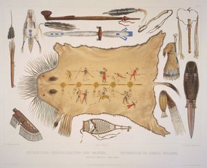 Indiai edények és karok, vésette A. Zschokke und J. Hurliman, megjelent 1840-ben (akvatinta) alkotó: Karl Bodmer
